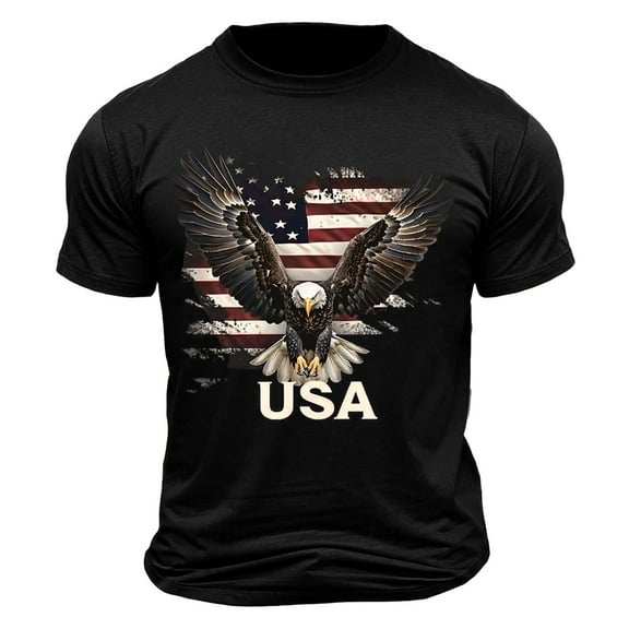 CYiJun Mens American USA Flag Patriotic T Shirts 4th of July Shirts US Eagle Flag Soft Summer Short Sleeve Shirt for Men