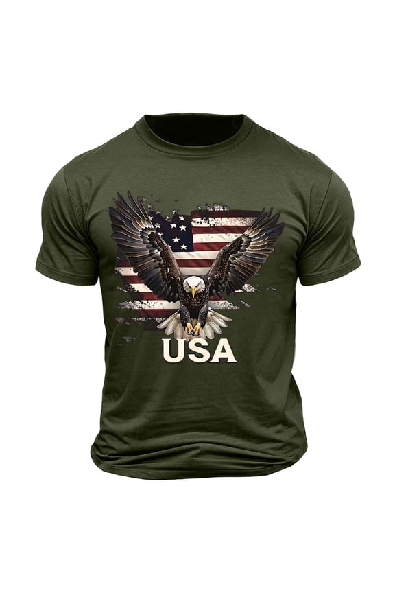 Mens American USA Flag Patriotic T Shirts 4th of July Shirts US Eagle Flag Soft Summer Short Sleeve Shirt for Men