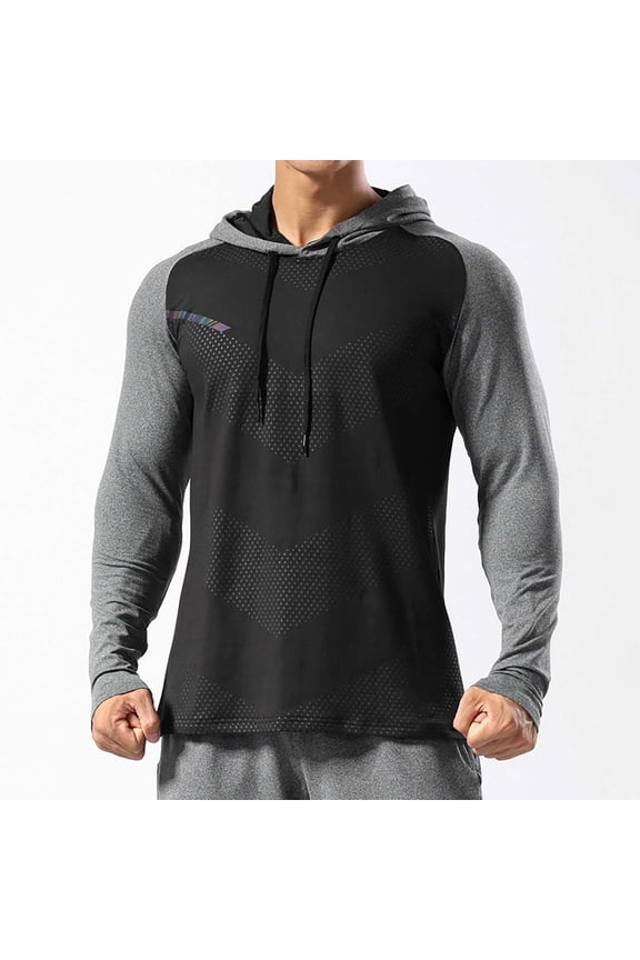 Mens Athletic Hoodies Long Sleeve Fishing Shirts for Men UPF 50+ SPF UV Sun Protection Shirts Rash Guards,Black XL