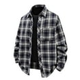 thumbnail image 1 of CYiJun Mens Flannel Plaid Shirts Fashion Long Sleeve Relaxed Fit Button Down Soft Shirt with Pockets,Navy XL, 1 of 4