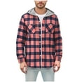 thumbnail image 1 of CYiJun Mens Hoodie Jacket Lightweight Long Sleeve Plaid Button Down Flannel Shirt Jacket, 1 of 7