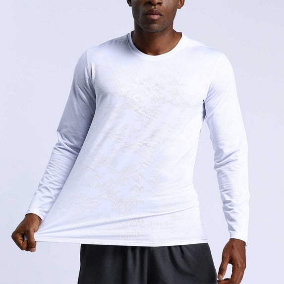 CYiJun Mens Long Sleeve Shirts Lightweight Dry Fit Casual Workout Tees Running Athletic Comfortable T-Shirts,White 3XL