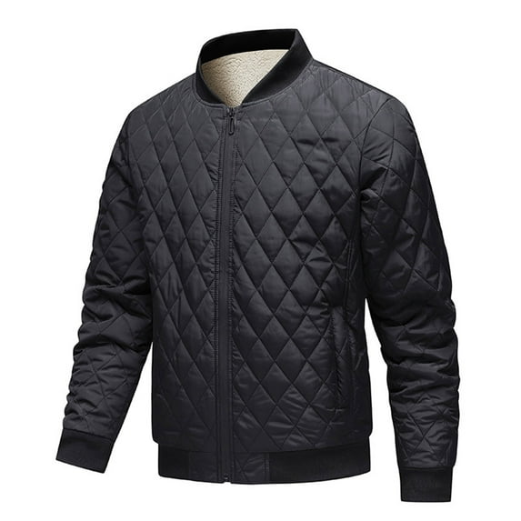 CYiJun Mens Quilted Bomber Jacket Winter Warm Lightweight Casual Windbreaker Zip Up Coat