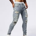 thumbnail image 1 of CYiJun Mens Ripped Jeans Classic Soft Taper Skinny Fit Stretch Denim Pants, 1 of 9