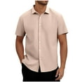 thumbnail image 1 of CYiJun Mens Short Sleeve Button Down Shirt Casual Regular Fit Knit Textured Stretch Dress Shirt, 1 of 8