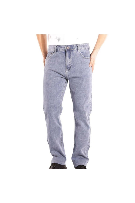 Mens Stretch Leg Jeans,Classic Straight Leg Light Wash Flex Denim Pants