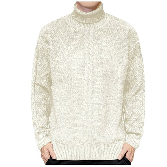 CYiJun Mens Turtleneck Sweaters Fall Winter Casual Long Sleeve Soft Cable Knit Pullover Sweaters,Sizes M-3XL