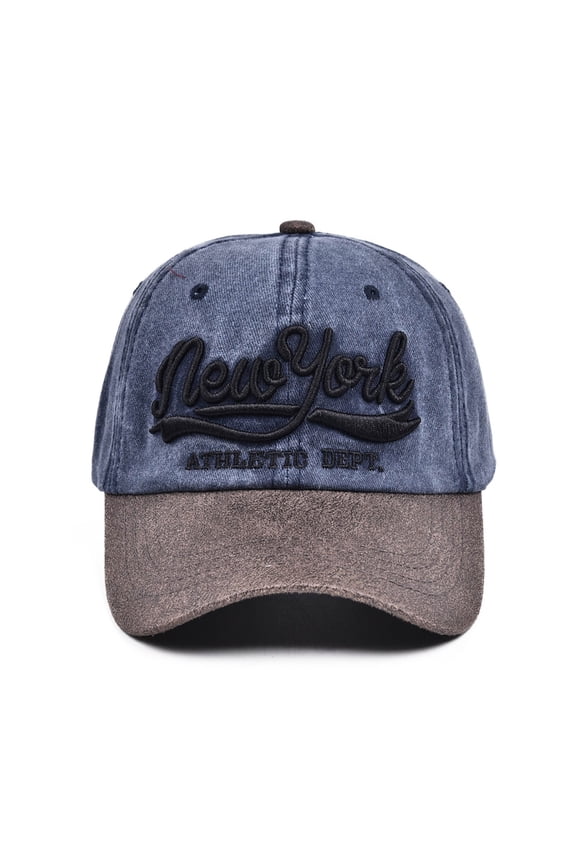 New York Alphabet Embroidery Baseball Cap – Adjustable Washed Hat for Men Womens