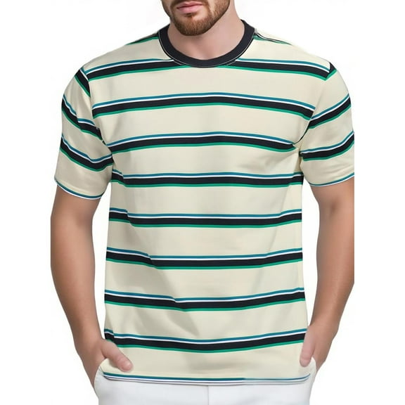 CYiJun No Boundaries Mens Stripe Short Sleeve T-Shirt Cotton Casual Basic Tee