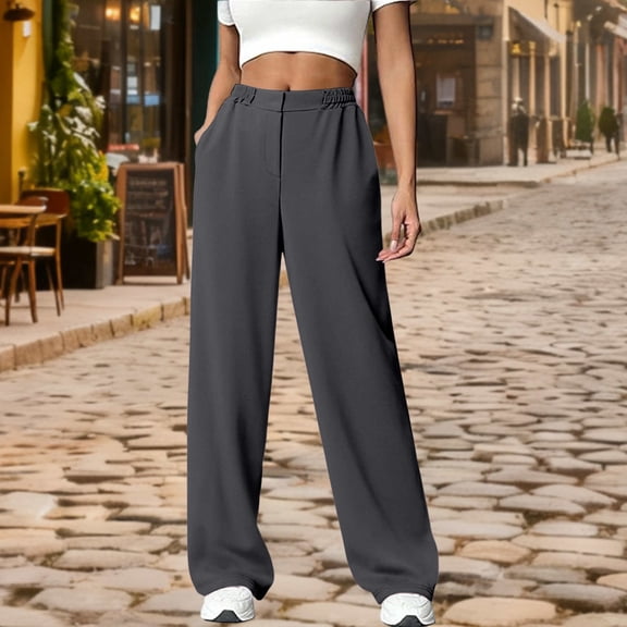 CYiJun No Boundaries Wide Leg Pants for Women Work Business Casual High Waisted Dressy Pants Flowy Trousers