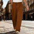 thumbnail image 1 of CYiJun Womens Flowy Pants Drawstring Waist Wide Leg Palazzo Beach Pants Loose Fit with Pockets, 1 of 9