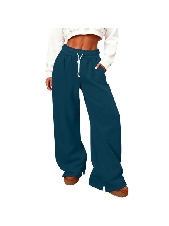 Womens Wide Leg Sweatpants High Waisted Baggy Pants Fashion Teen Girl Drawstring Athletic Joggers