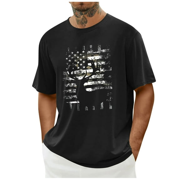 CYiJun Patriotic Shirts American Flag Shirts for Men Classic Fit Short Sleeve Shirt Patriotic T Shirts for Men