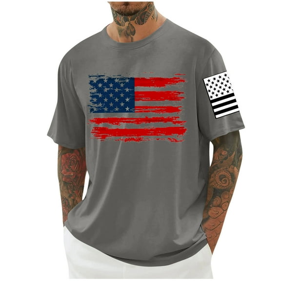 CYiJun Patriotic Shirts for Men USA 4th of July Cotton Tee American Flag T Shirt