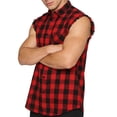 thumbnail image 1 of CYiJun Plaid Flannel Sleeveless Shirt Plaid for Men,Casual Cowboy Button Down Tank Shirts, 1 of 8