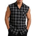 thumbnail image 1 of CYiJun Plaid Flannel Sleeveless Shirt Plaid for Men,Casual Cowboy Button Down Tank Shirts, 1 of 8