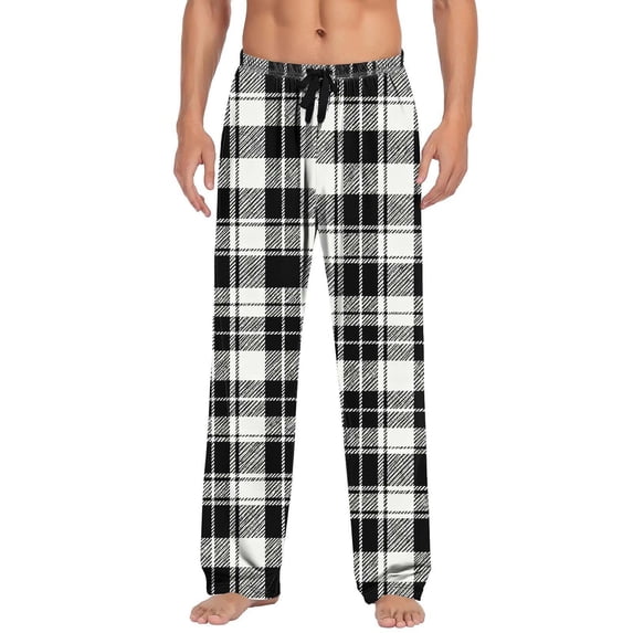 CYiJun Plaid Pajama Pants for Men Lightweight Elastic Waist Drawstring Soft Flannel Sleep Lounge Pants