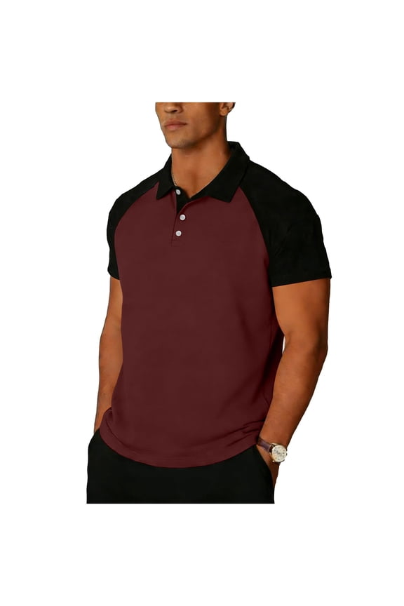 Polo Shirts for Men,Summer Moisture Wicking Contrast Color Patchwork Short Sleeve Polo Shirt