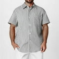 thumbnail image 1 of CYiJun Striped Shirts for Men,Men's Button Down Short Sleeve Casual Shirt Summer Business Casual Dress Shirt, 1 of 8