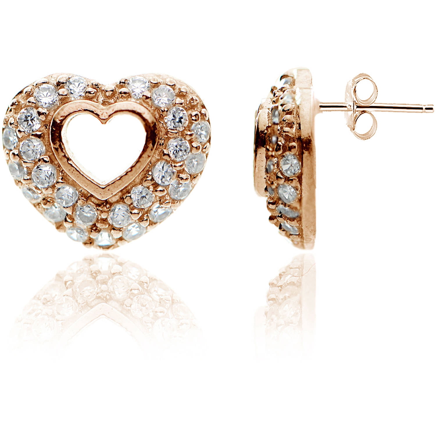 Rose gold open heart earrings deals