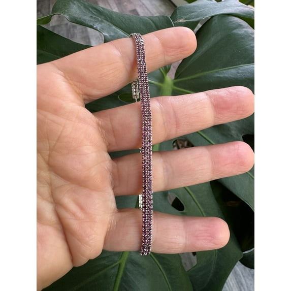CZ 2MM Garnet Tennis Bracelet,CZ Garnet Rhodolite Tennis Bracelet,Everyday Tennis Bracelet Silver