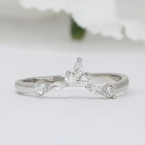 CZ 925 Sterling Silver Round and Marquise Ring Engagement Moissanite Diamond Ring Birthday Gift for Sister