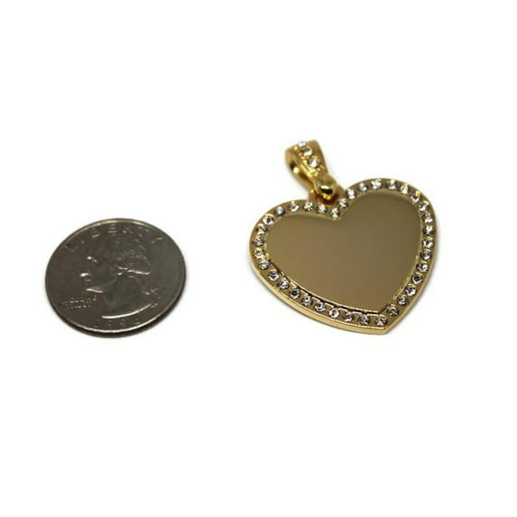 CZ BLING STAINLESS STEEL IPG GOLD HEART NO CHAIN