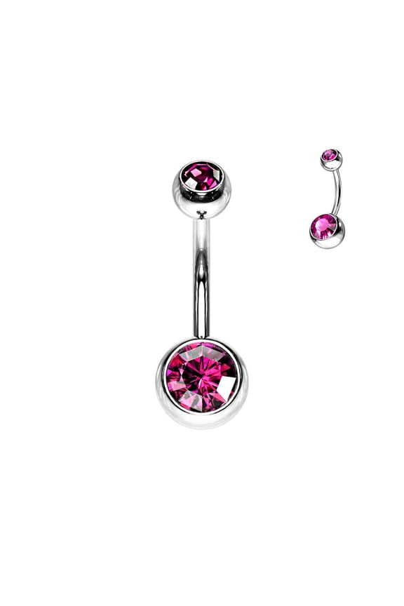 CZ Belly Button Bar Belly Rings for Women Simple Belly Button Piercing 14G Curved Barbell Navel Rings 3/8 Inch