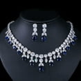 thumbnail image 1 of CZ Big Dangle Drop Bridal Wedding White Necklace Earrings Jewelry Set, 1 of 9