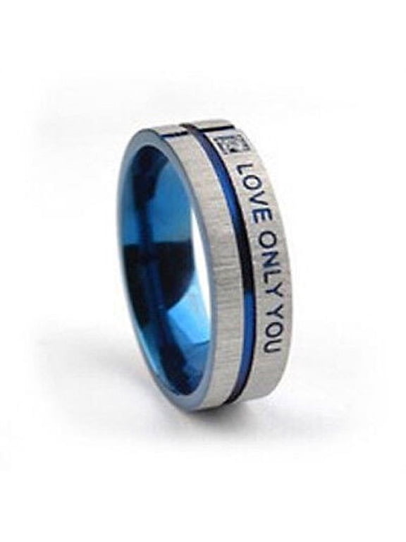 CZ Blue Steel- Love & Commitment Ring - Couples Promise Rings Only Love You Ring