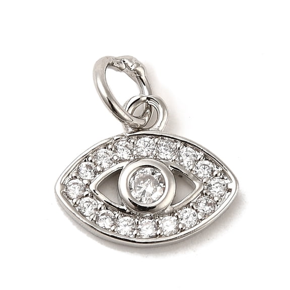 CZ Brass Micro Pave Cubic Zirconia Charms Platinum 9x11x2mm Jump Ring: 5x0.8mm DIY