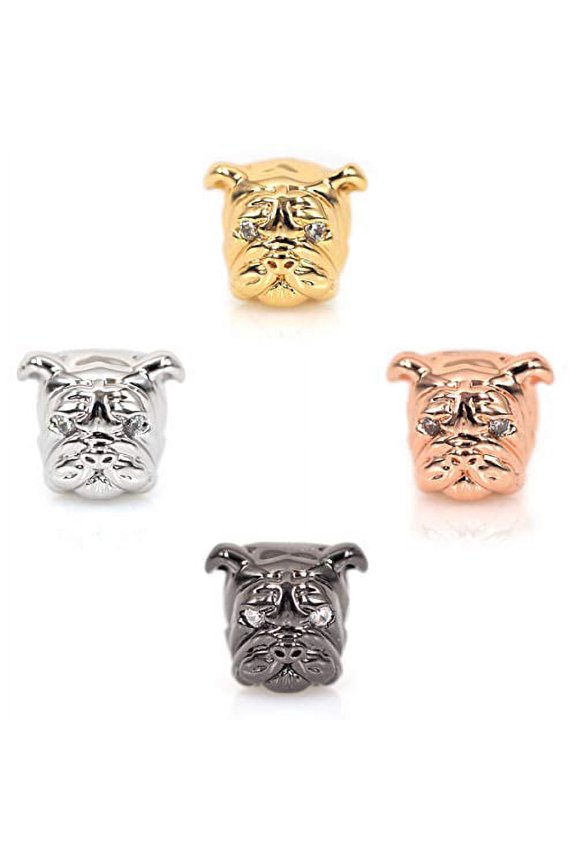CZ Bulldog Beads Dog Head Bead for Men Charm Bracelet Spacer Beads Jewelry DIY Accessories 13x11mm 10Pcs MixColor