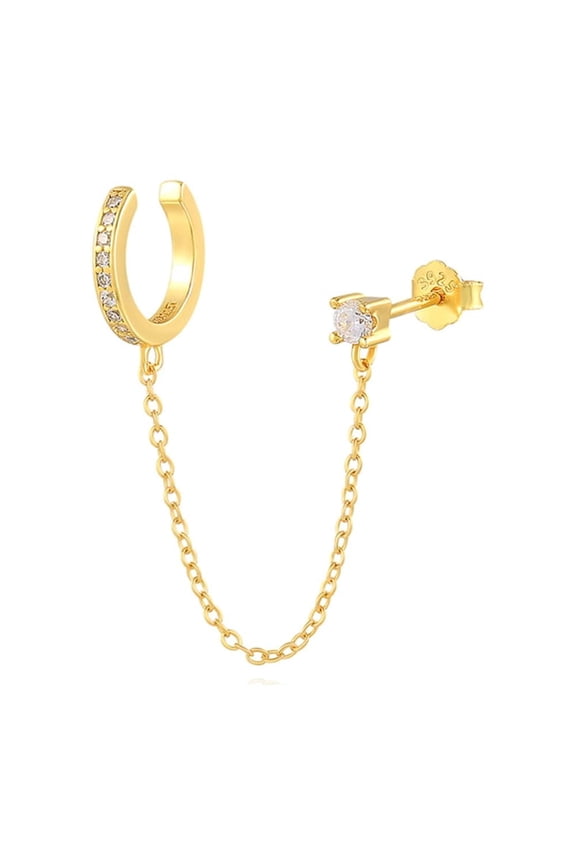 CZ Climber Crawler Stud Earrings Sterling Silver Gold Plated Wrap Cuffs Cartilage Earring for Women