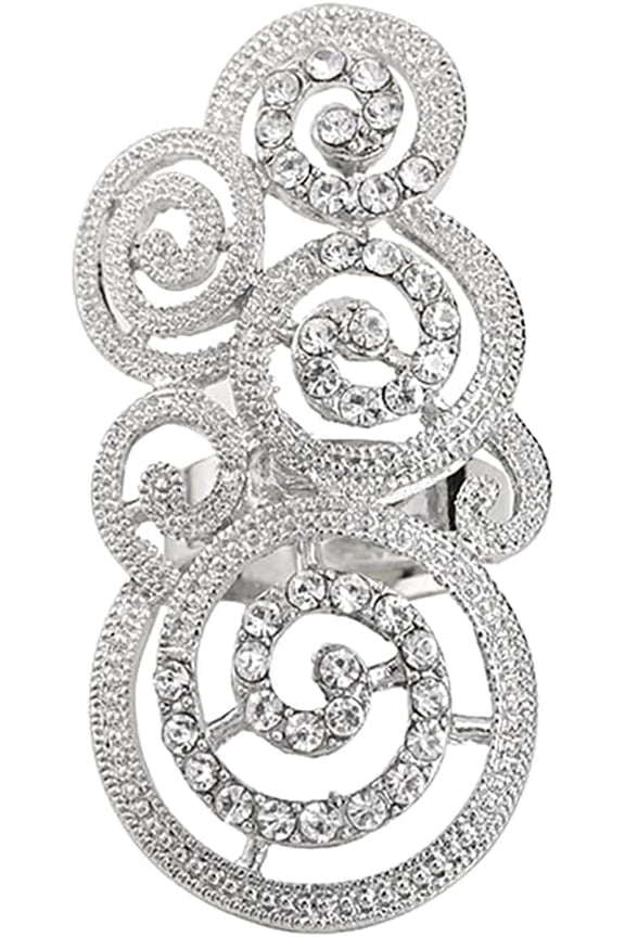 CZ Cloud Statement Ring for Women White Gold-Toned Cubic Zirconia Expandable Adjustable Open Wrap Rings Comfort Fit Dainty Birthday Christmas Cocktail Party Jewelry