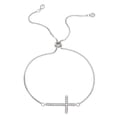 thumbnail image 1 of CZ Cross Adjustable Slider Bracelet, Gold & Silver Plated Box Chain, 1 of 5