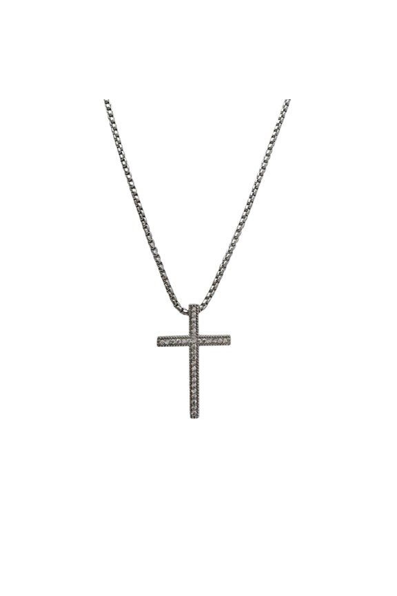 CZ Cross Pendant Necklace for Men Women,Streetwear Punk Hip Hop Unisex Style