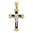 thumbnail image 1 of CZ Crucifix Pendant Solid 14k Yellow White Rose Gold Jesus Cross Charm Black Religious Fancy 25 x 37 mm, 1 of 1