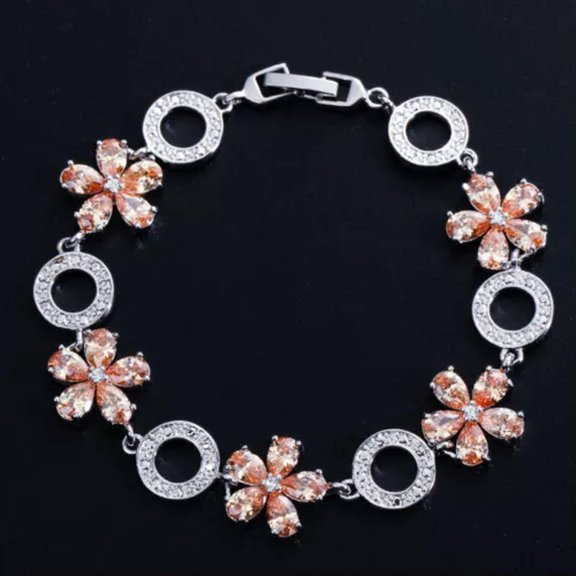 CZ Crystal Colorful Flower Charm Bracelets for Women Costume Jewelry