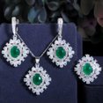 CZ Crystal Oval Dangle Drop Earrings Necklace Ring White Gold Plated