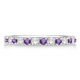 thumbnail image 1 of CZ Diamond Amethyst Stackable Ring Anniversary Band Guard 925 Sterling Silver Gemstone Jewelry For Women Gift, 1 of 5