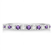 GEMSTONE UNIVERSE CZ Diamond Amethyst Stackable Ring Anniversary Band Guard 925 Sterling Silver Gemstone Jewelry For Women Gift