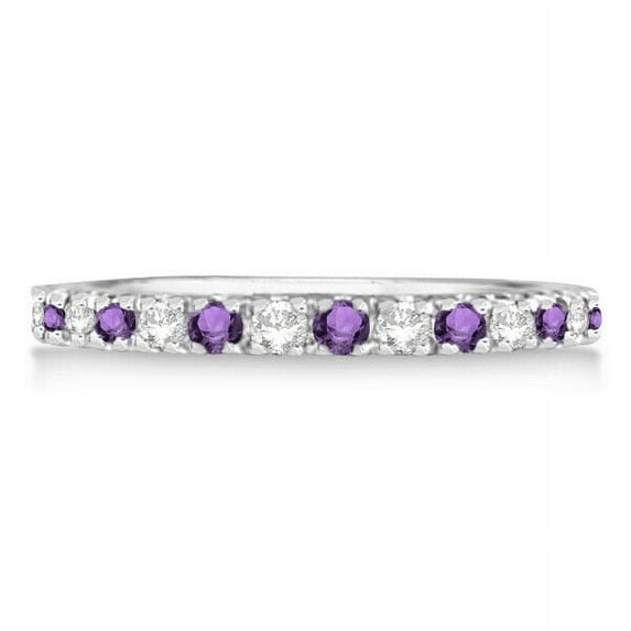 CZ Diamond Amethyst Stackable Ring Anniversary Band Guard 925 Sterling Silver Gemstone Jewelry For Women Gift
