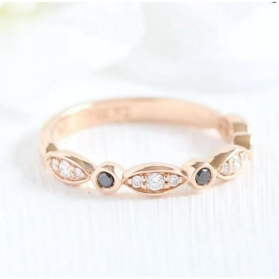 CZ Diamond Dainty Stacking Eternity Band Ring Minimalist Ring 925 Sterling Silver Rose Gold Plated Gemstone Jewelry For Women Gift