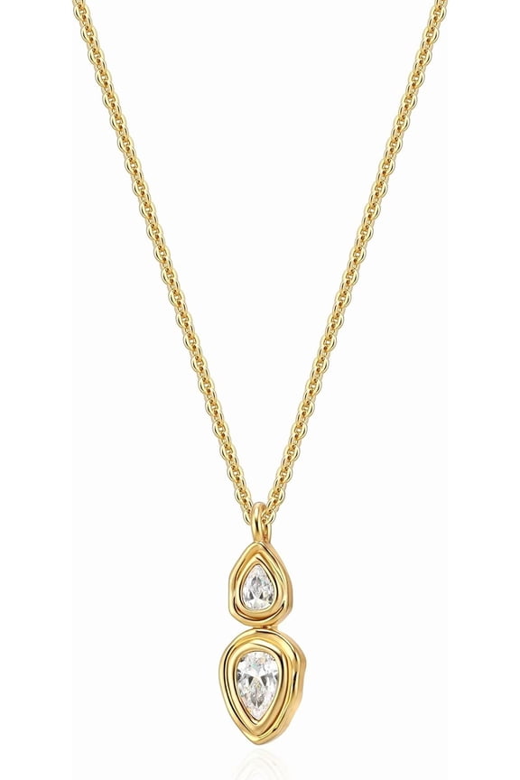 CZ Diamond Necklace Top for Women Dainty Cubic Zirconia Waterdrop Pendant Necklace 18K Gold Plated CZ Simulated Diamond Teardrop Choker Necklace suitable for Women[r608]