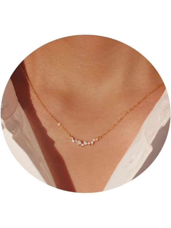 CZ Diamond Necklace for Women Dainty Square Cubic Zirconia Splints Solitaire Pendant Necklace for women Different Width Square Necklaces Simulated Diamond Bridesmaid Jewelry for Women