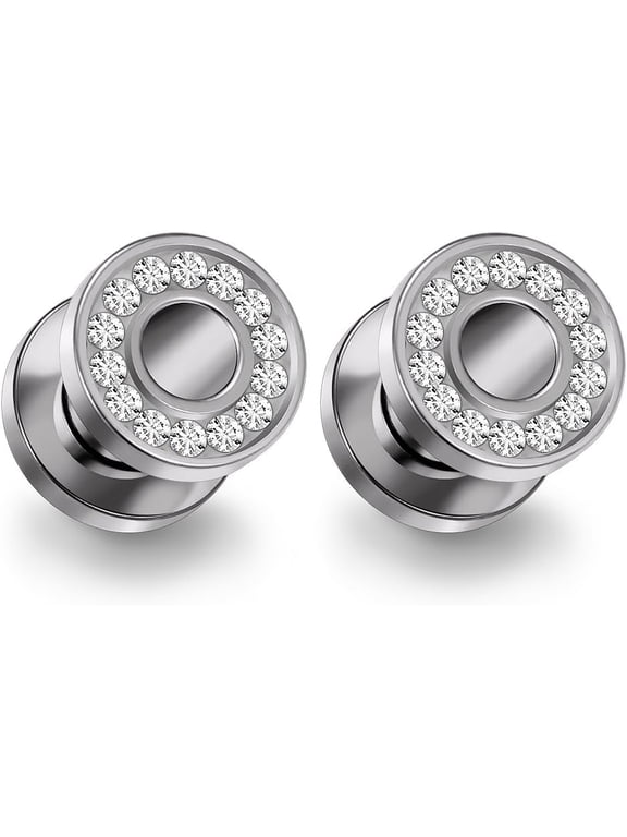 CZ Ear Gauges Screw Fit Flesh Tunnels Plugs Gauges Earring Expander Stretcher Ear Tunnels For Ears 8G 6G 4G 2G 0G 00G Plug Earrings Body Piercing Jewelry For Women Men