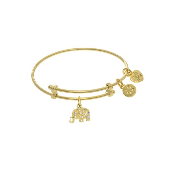 CZ Elephant Tween Bangle Charm Bracelet 6 Inches Adjustable