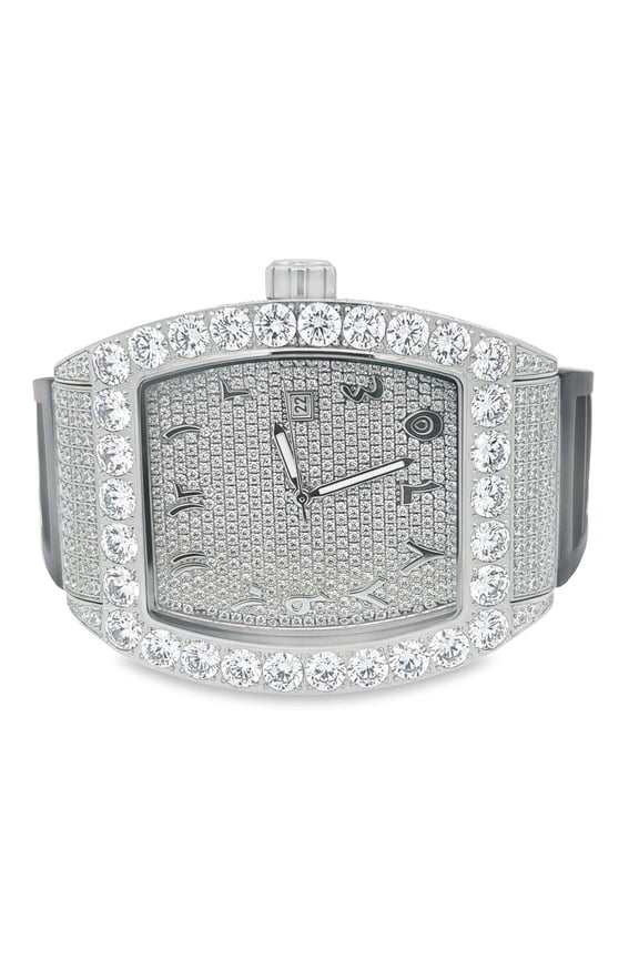 CZ Emperor Rubber Strap Iced Out Watch