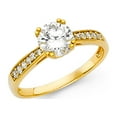 thumbnail image 1 of CZ Engagement Solitaire Ring 14k Yellow Gold Anniversary CZ Round Band Bridal Ring Side Stones Size 6, 1 of 1