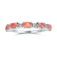 thumbnail image 1 of CZ Eternity Oval Created Pink Opal Band Ring .925 Sterling Silver 1MM, 1 of 5